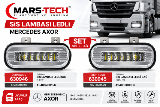 Mercedes Axor Sol LED Sis Lambası 2'li Set MarsTech 630946 630945 A9408200056 A9408201056