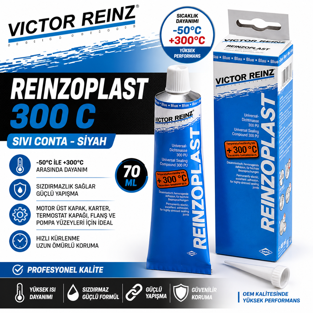 Victor Reinz Sıvı Conta 70ml +320°C Antrasit Gri  703141410 Victor Reinz